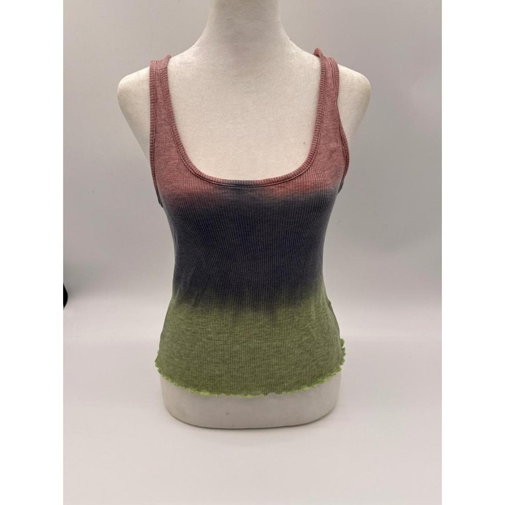 Maronie Y2K Ombre Ribbed Modal Tank Top Pink Gray Green Fairy Grunge Size M